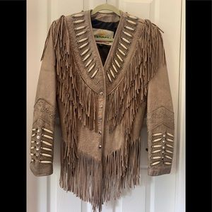 Sunriders Vintage Leather Fringe Jacket Size Small